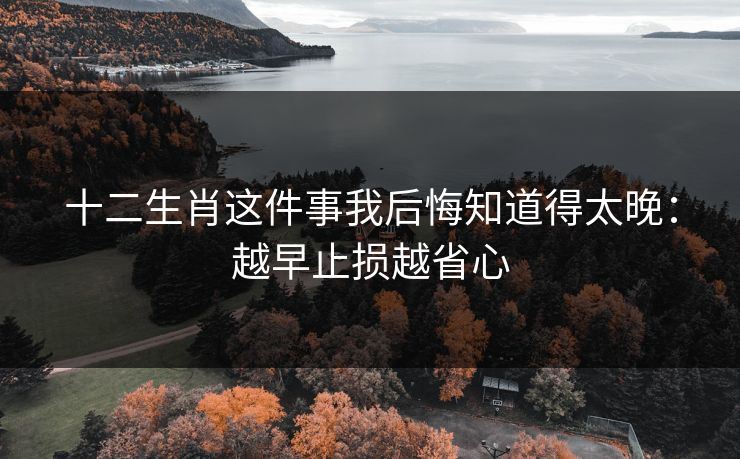 十二生肖这件事我后悔知道得太晚:越早止损越省心 十二生肖这件事我后悔知道得太晚:越早止损越省心